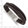 Chisel Stainless Steel Brushed Multi Strand Brown Braided Leather and Wire 8.25" Bracelet with .5" Ext. - 4 of 4