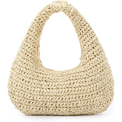 BEAFUP Women's Straw Shoulder Bag - Stylish Summer Beach Tote with Detachable Chain Strap, Ideal for Travel and Casual Use
