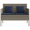 vidaXL Patio Bench with Cushion, Gray Poly Rattan - image 4 of 4