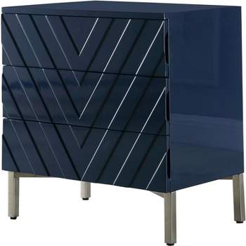 Collette Accent Table in Navy Lacquer/Chrome-Meridian Furniture