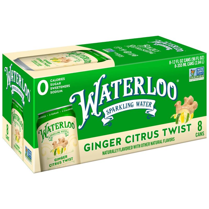 Waterloo Ginger Citrus Twist Sparkling Water - 8pk/12 fl oz Cans, 1 of 7