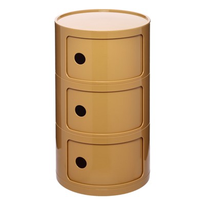 YIYIBYUS Narrow Nightstand Round End Table with Storage, Yellow