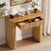 Tribesigns Solid Wood Fluted Console Table with Drawers, 39" Modern Compact Entryway Sofa Table for Small Space, Living Room, Hallway, Foyer, Oak - 3 of 4