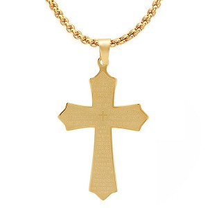 Steeltime stainless steel our father cross pendant. Color Options: Silver, Gold, Rose Gold, Black, Multi - 1 of 4