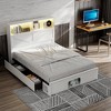 Famapy Smart Bluetooth-Enabled Bed Frame,App-Contrl,Custom RGB Lights,Power Outlets, Open Shelves+4 Rolling Drawers,Central Iron Frame,Pet Nook - 4 of 4
