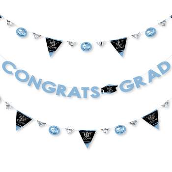 Big Dot of Happiness Light Blue Grad - Best is Yet to Come -  Grad Party Letter Banner Decor - 36 Banner Cutouts and Congrats Grad Banner Letters