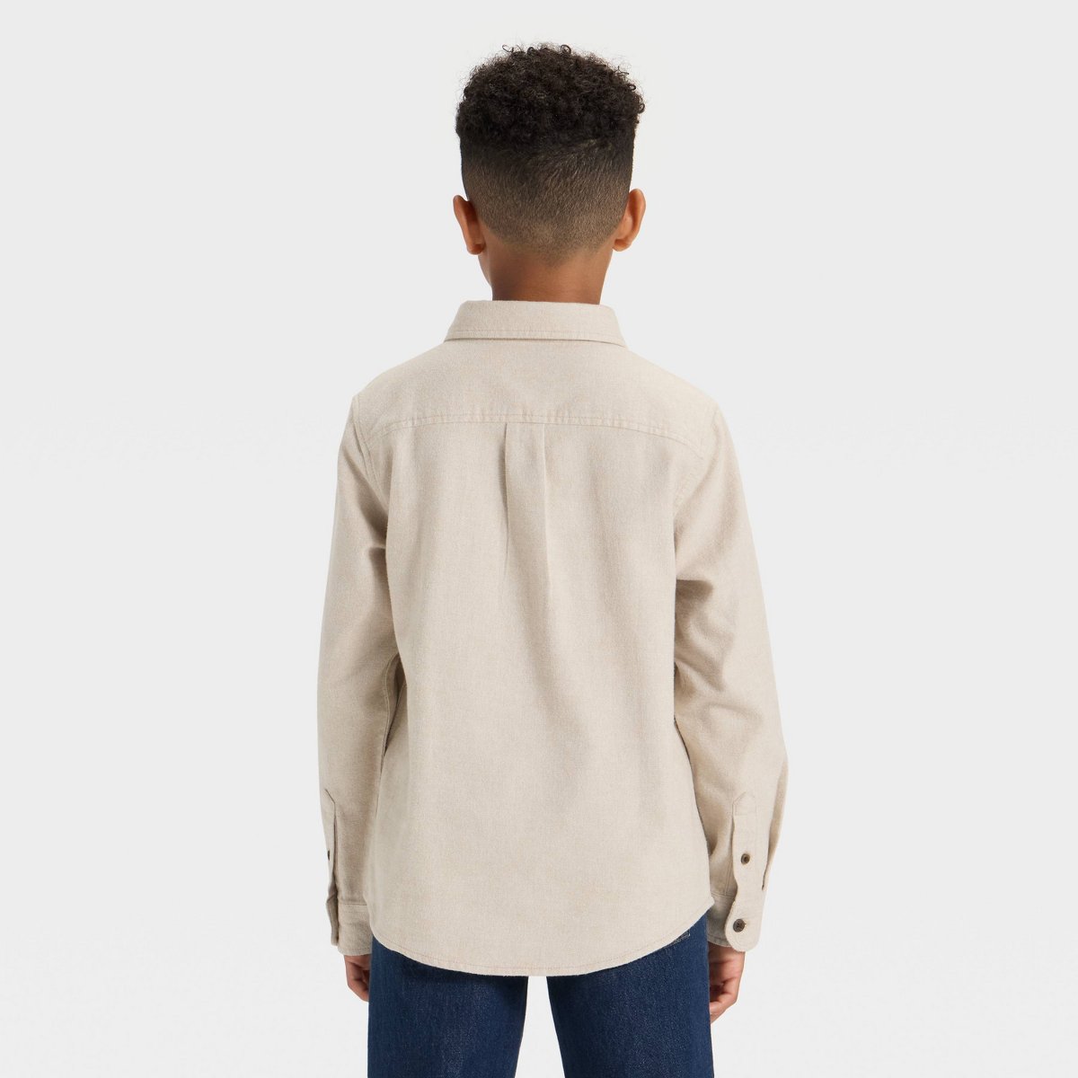 Детские Cat & Jack Boys' Long Sleeve Button-Down Flannel Shirt - Cat & Jack™ Tan M — фото 2