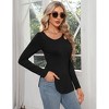 Women Long Sleeve Cut Out T Shirts Crew Neck Solid Loose Fit Shirt Top Tee - 2 of 4