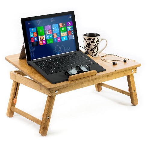 Bamboo Lap Desk With Powerbank And Charging Cable Brown/black