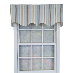 RLF Home 100% Cotton Paris Stripe Regal  Fully lined Windows Rod Pocket Valance 50" x 17"  Blue - 1 of 4