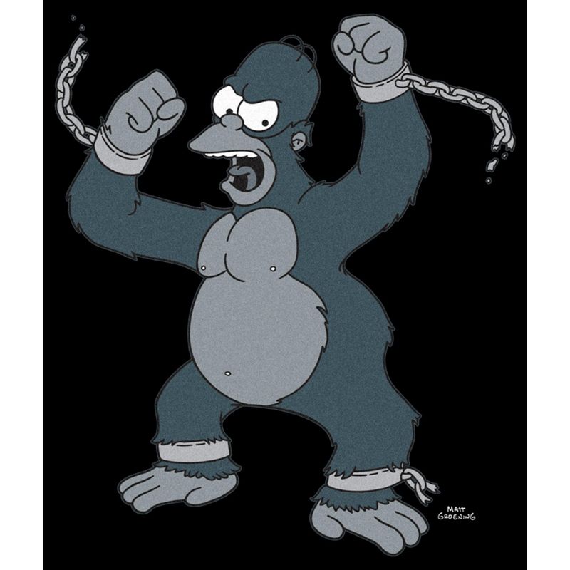Men's The Simpsons Gorilla Homer Long Sleeve Shirt, 2 of 5