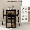 Dining Table Set for 2, High Top Bar Table and Chairs Set, Open Storage Shelves, Built-in Cup Holder & Wine Rack, for Small Kitchens, Apartments - 3 of 4
