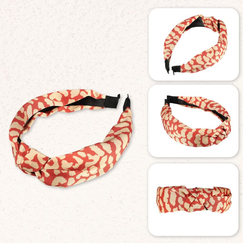 Unique Bargains Women's Leopard Pattern Knotted Headband 1 Pc Red, 5 of 7