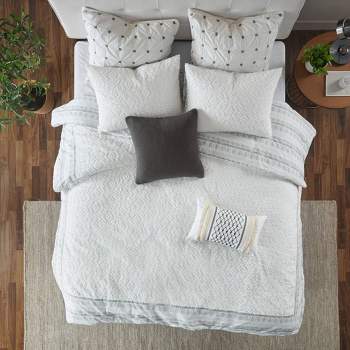 Full/Queen 3pc Mill Valley Reversible Cotton Comforter Set Gray
