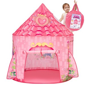 Joyfy Christmas Birthday Gifts For Toddler Girls, Pink Princess Tent Large Playhouse Kids Castle Play Tent Pop Up Play House Indoor Outdoor Games - 1 of 4