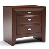 Vynxaria Contemporary 2-Drawer Nightstand - Solid Wood, Felt-Lined Top Drawer, Nickel Oval Knob Pulls - 3 of 4