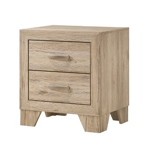 Gulches Natural Wood Color Nightstand 24 Inches High 2 Drawers Wooden Leg Design - 1 of 4