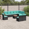 vidaXL Patio Sofa Set Black PE Rattan 10 Piece Adjustable Feet - Black With Table - 2 of 4