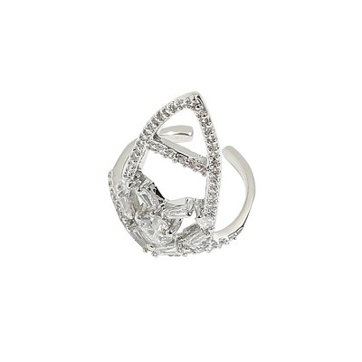 SOHI Women's Crystal Silver Party Nail Ring