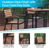 Emma and Oliver Set of 4 Stackable All-Weather Black Aluminum Patio Chairs with Faux Teak Slats - 4 of 4