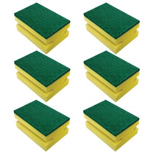 Lola Products Heavy Duty Non-Scratch Scouring Sponge, Sponge Side Wipes & Protects Hands, Fiber Side Cleans & Scrubs, 3.75" x 2.75" x 1.875", 6-Pack - 1 of 4