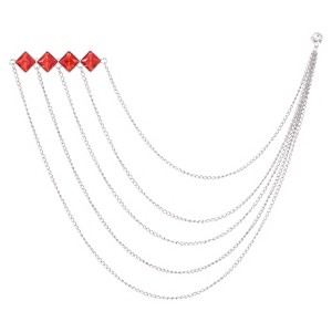 Unique Bargains Bouquet Square Rhinestone Square Tassel Chain Brooch Lapel Suit Pins 1 Pc - 1 of 4