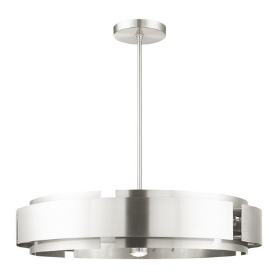 Varick Brushed Nickel 7-Light Contemporary Drum Pendant