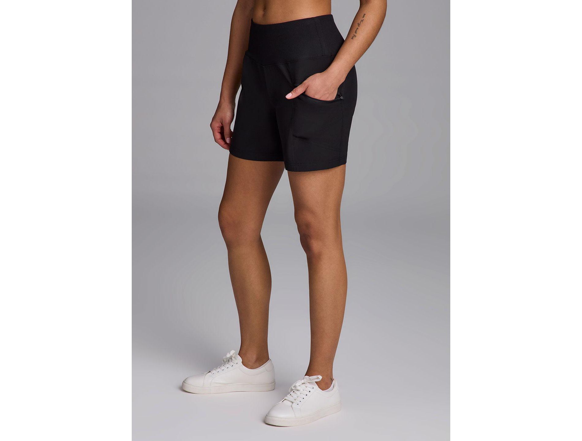 RBX Active Women's Mid Length Short, Quick Drying Hiking Everyday Casual Shorts with Zipper Pockets