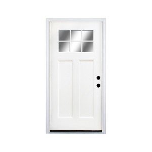 Lirago White Primed Fiberglass Front Doors With Glass 36  inch  x 80  inch  Left Hand Inswing with 4 9/16 inch  Vinyl Frame - 1 of 4