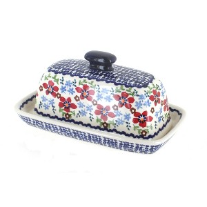 Blue Rose Polish Pottery M074 Manufaktura Butter DIsh - 1 of 2