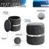 Sapphtopaz 1PC Modern Velvet Ottoman with Storage Round Upholstered Foot Stool with Tufted,Small Storage Ottoman for Living Room,Bedroom - 4 of 4