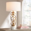 Possini Euro Design Modern Table Lamp 32" Tall Sculptural Gold Spiral Twist Metal White Fabric Drum Shade for Living Room Bedroom Bedside - 2 of 4