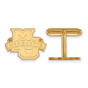 Black Bow Jewelry 14k Yellow Gold Plated Sterling Silver Marquette Golden Eagles NCAA Cuff Links - 1 of 3