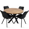 Oliver+Kourtney 5 Piece Black Round Dining Table Set with Faux Leather Dining Chairs Set of 4 with Black Legs-Maison Boucle - 3 of 4