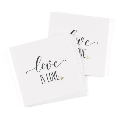  50ct 'Love is Love' Napkins White 