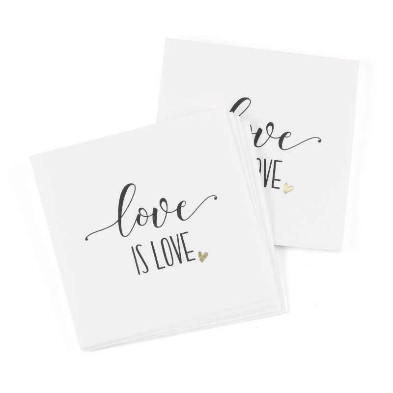 50ct &#39;Love is Love&#39; Napkins White, 1 of 3