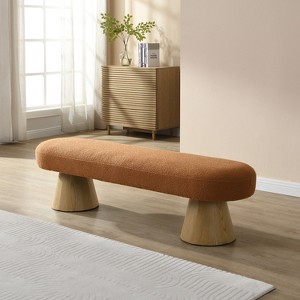 TiramisuBest Handcrafted Mango Wood Bench – Rustic Boho Dining Bench, Natural Wood Finish & Eco-Friendly Design - 1 of 4