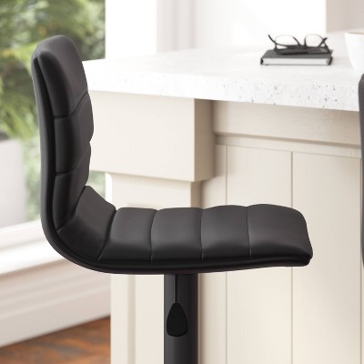 Black Adjustable Swivel Bar Stool with Metal Frame