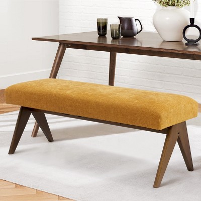 47.2" Wide Morgan Upholstered Dining Benches With "V" shape design Rubberwood Legs-Maison Boucle