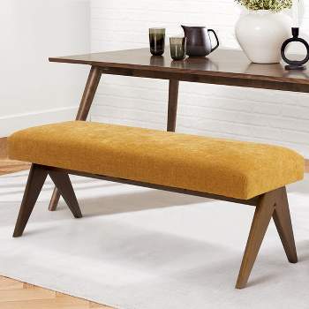 47.2" Wide Morgan Upholstered Dining Benches With "V" shape design Rubberwood Legs-The Pop Maison