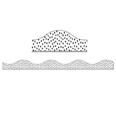 Ashley Productions Magnetic Border, Black Messy Dots on White, 12' (Pack of 6)