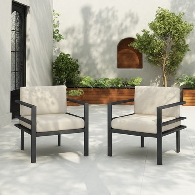 LOEHAVIT 27.7" Modern Outdoor Lounge Chair with Aluminum Frame & Cushions, Weatherproof Patio Furniture for Garden or Balcony
