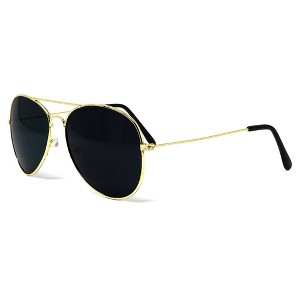 Gold Dark Aviator Sunglasses Shades- 70s Style Adult Aviators Costume Glasses - 1 Pair - 1 of 4