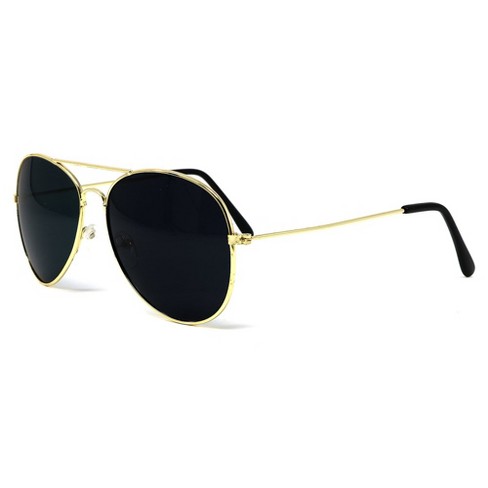 Gold Dark Aviator Sunglasses Shades- 70s Style Adult Aviators
