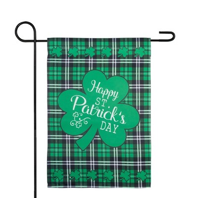 Green Plaid St. Patrick's Day Outdoor Garden Flag 12.5" x 18"