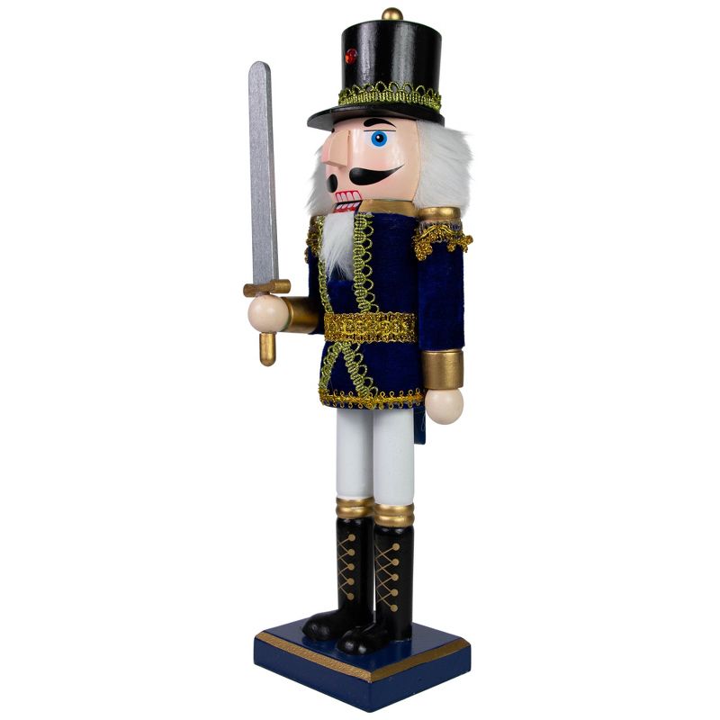 Northlight 14" Blue and White Christmas Nutcracker Soldier with Sword Tabletop Decor, 3 of 6