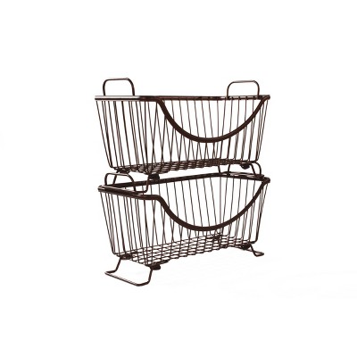 Spectrum Diversified Ashley Small Stacking Basket Brown: Metal Utility Storage for Garage & Universal Use