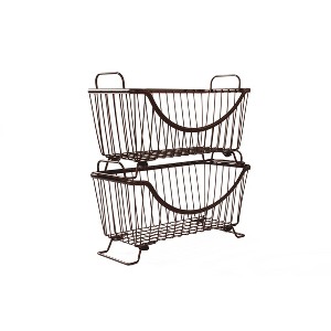 Spectrum Diversified Ashley Small Stacking Basket Brown: Metal Utility Storage for Garage & Universal Use - 1 of 4
