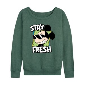 Women's - Disney - Stay Fresh Lightweight French Terry Wide Neck Long Sleeve Shirt - 1 of 4