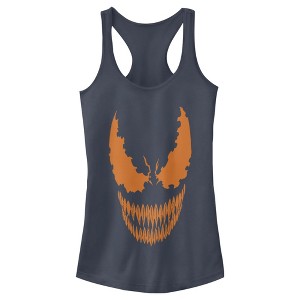 Juniors Womens Marvel Halloween Venom Scary Face Costume Racerback Tank Top - 1 of 4